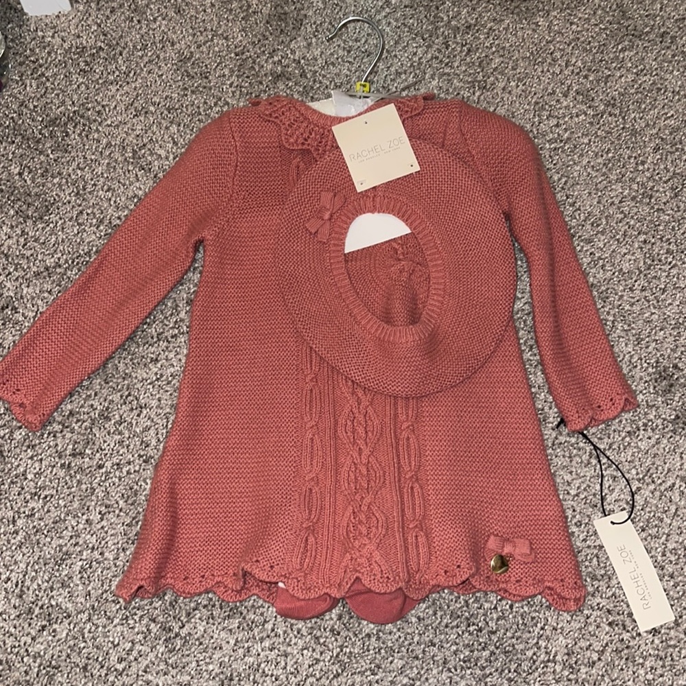 Rachel Zoe baby dress with tights & beret. 9M